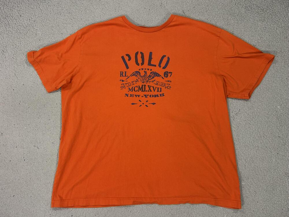 Polo Ralph Lauren Shirt Mens 2XL Orange Eagle New York USA T-Shirt Marines Army